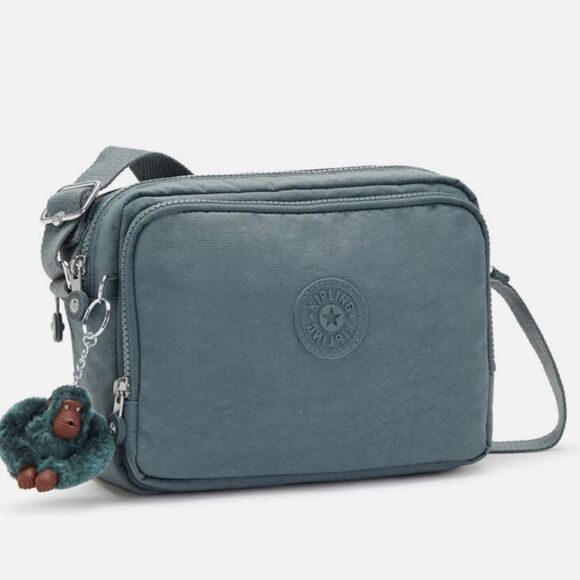 Kipling Light Aloe Medium Green Nylon Crossbody Bag Purse SILEN ELIN Monkey - Picture 1 of 7